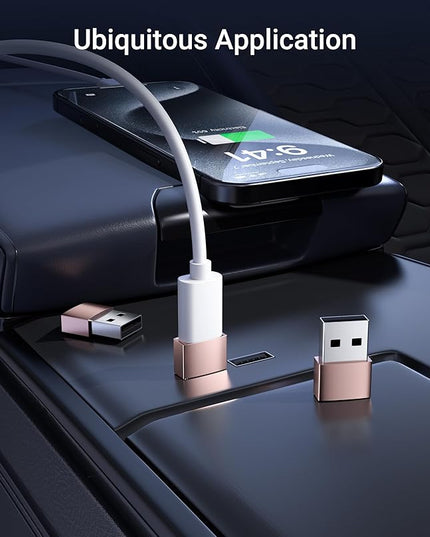 Syntech USB C Female to USB A Male Adapter 3 Pack, Type C Charger Cable Power Adapter Compatible with iPad Air 7, iPhone 17/16/15/14 Pro Max, Apple Watch Series 10/9, Samsung Galaxy S20 etc, Rose Gold