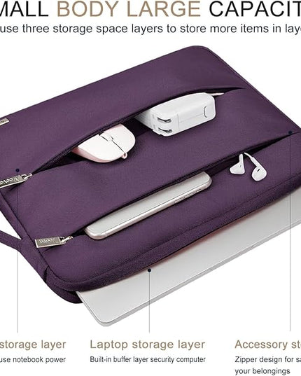 Voova 14 15 Inch Laptop Sleeve Case, Waterproof Computer Bag Cover Compatible with MacBook Air 15 M2/M3/M4 2022-2025, MacBook Pro 15, Hp chromebook 14, 14-15” Dell Lenovo Acer Asus, Dark Purple