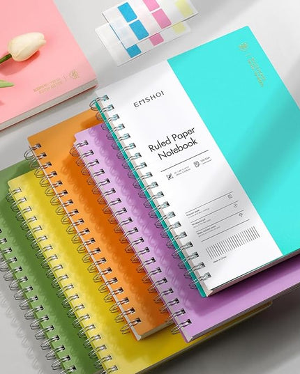 EMSHOI A5 Spiral Notebook College Ruled Lined Journal, Small 5.7" X 8.22", 300 Pages/150 Sheets, 100gsm Thick Paper, Waterproof Hardcover, for Office School Women Men Work Writing Notes-Pink