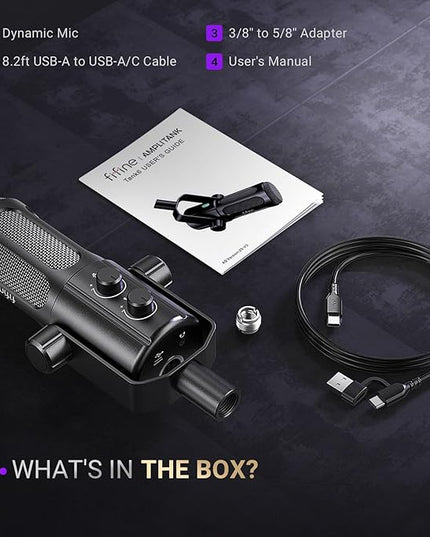 FIFINE Podcast Microphone, USB/XLR Vocal Dynamic Microphone for Streaming, Recording, Broadcast, Content Creator, Studio Microphone for PC with Mute Button, Headphone Monitoring-AmpliTank TANK6