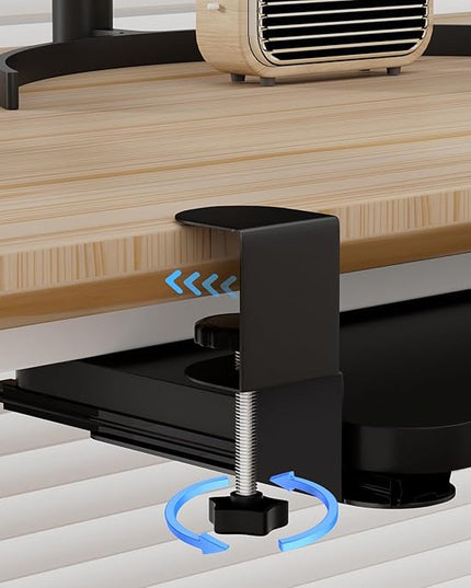 Keyboard Tray Under Desk, Slide Out Computer Keyboard Drawer with Adjustable C-clamp for Home, Office and Gaming Mouse Tray for Typing 25.59" × 9.84" × 4.72" Black