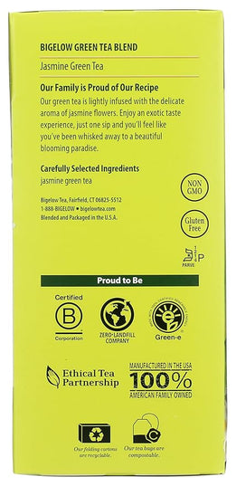 Bigelow Tea Green Jasmine 28ct (Pack of 1), Medium-Caffeine, All Natural, Antioxidant-Rich, Individual Foil-Wrapped Bags