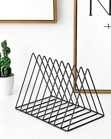 Sooyee 2 Pack 9 Slot Black Magazine Holder,Desktop File Sorter Organizer Triangle Bookshelf Decor Home Office