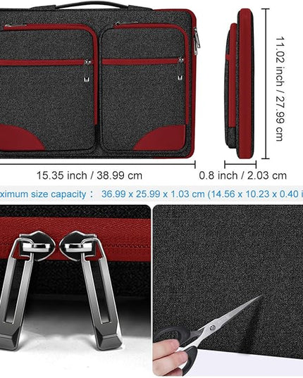 Hseok Laptop Case 15 15.6 16 inch Sleeve with Handle and Hidden Strap,Compatible with MacBook Pro 15.4 16, 360° Protective PC Briefcase with 4 Pockets for Laptop Accessory,Easy to Carrying,Red