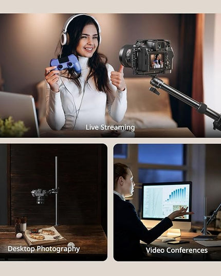 SMALLRIG Camera Desk Mount, Overhead Camera Arm Stand for Desk with 360° Ball Head,for DSLR Cameras, Cell Phones, Lights, Microphones