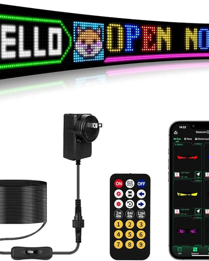 52"*7.5" Large Programmable Soft LED Sign, Flexible Easy Install,Pre-Made Animations & Customizable Text,21-Key Remote Control and app Control,for Store,School,Hotel,Bar