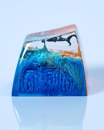 Whale Shark Keycap Ocean Sunset Artisan Keycap R1 SA Profile Custom Sea Creatures Keycaps 1U ESC Handmade Gaming Resin Key Cap Cherry MX Switch Compatible Mechanical Keyboard Sea Lover Gift