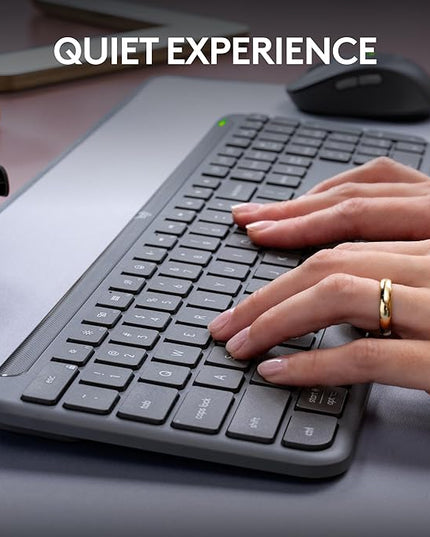 Logitech MK955 Signature Slim Wireless Keyboard and Mouse Combo, for Larger Hands, Quiet Typing and Clicking, Switch Across Three Devices, Bluetooth, Multi-OS, for Windows and Mac
