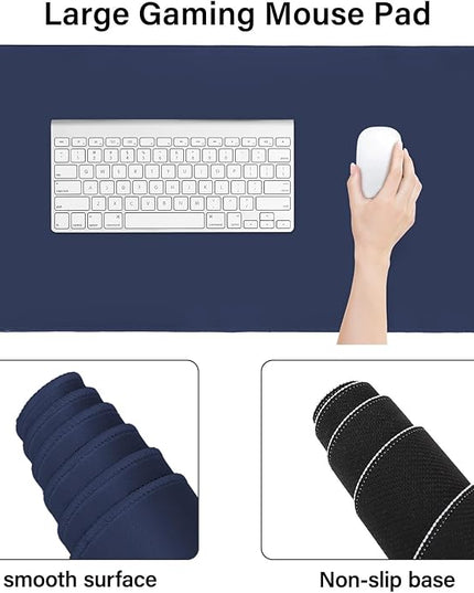 MOSISO Keyboard Mouse Pad Set, Large Gaming Mouse Pad&Rectangular Keyboard Wrist Rest&Mousepad with Wrist Rest&Coaster, Ergonomic Non-Slip&Easy Typing Pad with Curved Silicone Lining, Navy Blue
