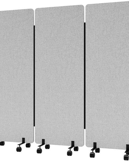 Soundproof Room Divider with Wheels, 66in Office Dividers for Sound Proofing & Reducing, 3 Panel Sound Proof Dividers for Office Partitions Portable Temporary Wall Acoustic Wall Divider，Light Grey