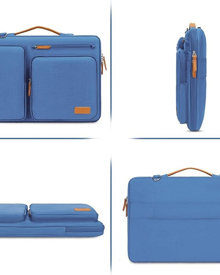 MOSISO 360 Protective Laptop Shoulder Bag,15-15.6 inch Computer Bags Compatible with MacBook Pro 16 inch, HP, Dell, Lenovo, Asus Notebook,Side Open Messenger Bag with 4 Zipper Pockets, Cadet Blue