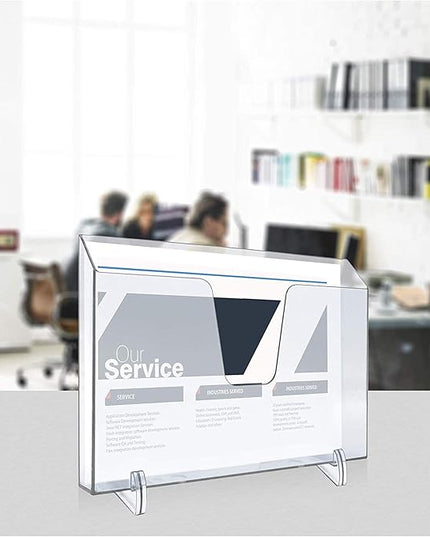 Acrimet Pocket File Holder Horizontal Design Brochure Display (for Wall Mount or Countertop Use) (Removable Supports Included) (Letter Size) (Clear Crystal Color)