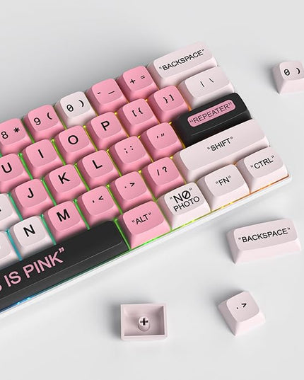 Guffercty kred Cute PBT XDA Keycaps 144 Keys Pink Heart Custom Keycaps 75 Percent Keyboard Keys Caps with keycap Puller for Mechanical Keyboards （Pink Plastic）