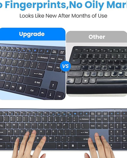 Wireless Keyboard-2.4G Ultra Slim Quiet Full Size USB PC Computer Keyboard,19 Multimedia Keys,Number Pad,Plug&Play,Lag-Free Ergo,Long Battery life for Desktop,Laptop,Smart TV,MAC,Windows,QWERTY