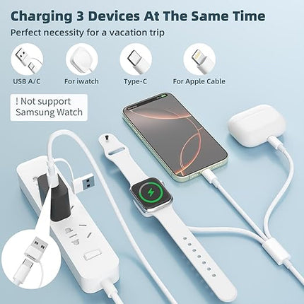 2Pack Travel Essentials 3 in 2 Multi Charging Cable for iWatch Charger/Type C/IP, Nylon iPhone Charger Cord, Multi Chargers for All Devices Compatible with iWatch Series/iPhone 17-11/iPad/AirPods 4FT