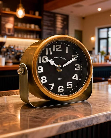 YOUKI Vintage Steampunk Desk Shelf Clocks,Mantle Clock,Decorative Battery Operated Table Top Clock,Quiet Non-Ticking,Small Clocks for Living Room,Bedroom,Office