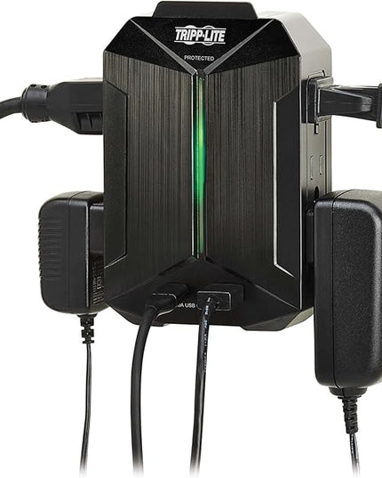 Tripp Lite Surge Protector Power Strip 6-Outlets + 1 USB & 1 USB-C Port, Direct Wall Plug-in, Black, Green LED Light, 490 Joules, EMI/RFI Filtering, 20,000 Insurance (SK62USBC)