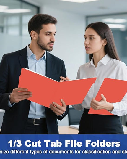 File Folder, HERKKA 30 Pack 1/3 Cut Tab File Folders, File Folders Great for Organizing and Filing, Letter Size, Red