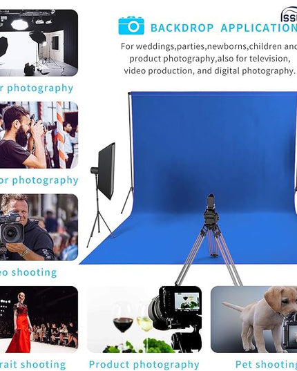 ISSUNTEX 10X16 ft Background Muslin Backdrop, Photo Studio, Collapsible High Density Screen for Video Photography and Television-Blue