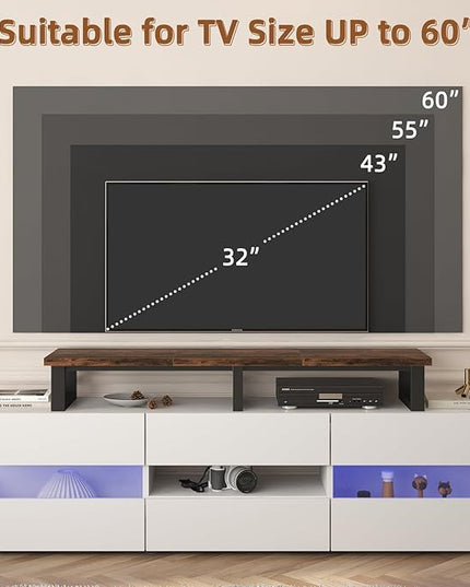 YAOHUOO 45" Large TV Riser for 32-60 inch TV, TV Riser Stand Shelf with Steel Legs,Tabletop TV Stand Riser for Home Office,Rustic Brown