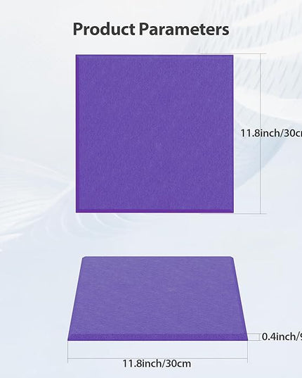 12 Pack Acoustic Panels Self Adhesive Sound Proof Foam, High Density Sound Acoustic Panel, 12X12X0.4 Inch Square Panels in Home, Office, Reccording Room, Studio,and more(Violet)