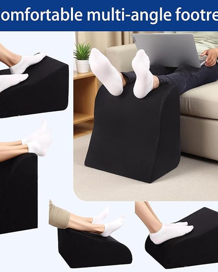 Foot Rest for Under Desk at Work Ergonomic Under Desk Footrest，Support Foot Pillow Double-Sided Footstool， for Office, Home & Gaming Leg Elevation Pillow Black