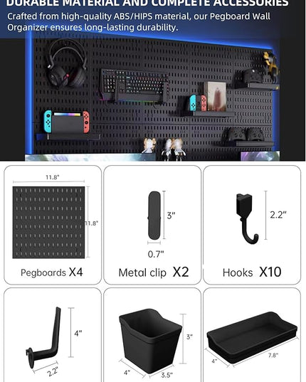 Revamp Your Space With A Versatile Pegboard Kit - Effortlessly Organize Home, Office, And Gaming Setup With Customizable Hanging Solutions (Black)