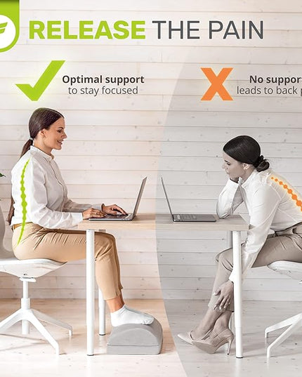 ErgoFoam Foot Rest - Chiropractor-Endorsed Orthopedic Teardrop Design - 2in1 Adjustable Premium Under Desk Footrest - Ergonomic Foot Rest for Lumbar, Back, Knee Pain (Grey)