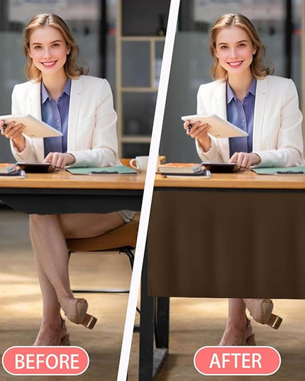 Icegrey 44" Under Desk Privacy Panel with Cable Management Organizer Net Self-Adhesive Modesty Panel for Cord Organizer Pockets and Desk Skirt for Home Office or Standing Workstation, Brown