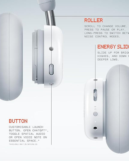 CMF by Nothing Headphone Pro Active Noise Canceling Wireless Headphones Bluetooth 5.4 Over The Ear Headset, 50H ANC Playtime, Bass&Treble Slider, Custom EQ&Spatial Audio, Hi-Res LDAC, Light Grey