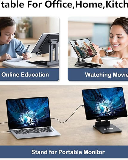 TriPro Tablet Stand -Portable Monitor Stand,4.72" Wide, Adjustable & Foldable, Super Sturdy,Tablet Holder for Desk Compatible with iPad/Tablets/Portable Monitor 7"-15.6"