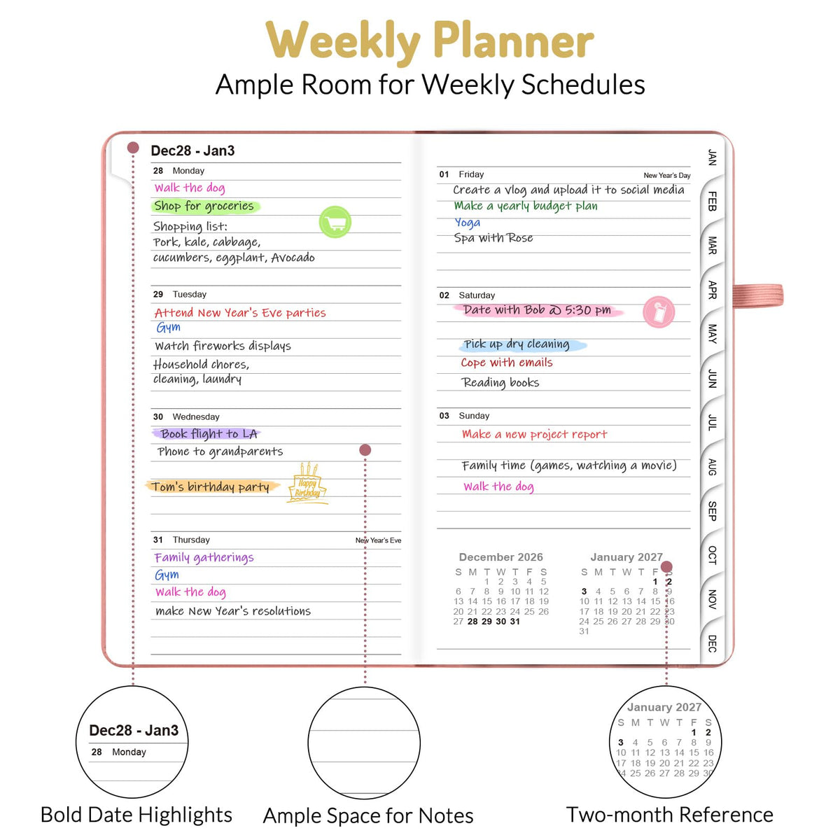 Forvencer Pocket Planner 2027,Small Weekly Monthly Planners for Purse