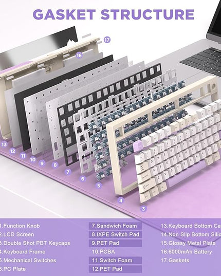 YUNZII AL80 Wireless Mechanical Keyboard,Full Aluminum CNC, Smart LCD Display,Hot Swappable Gasket Mount 75% Layout with Knob,BT/2.4G/USB-C,QMK/VIA Support for Win/Mac (Beige, Gateron Zero Switch)