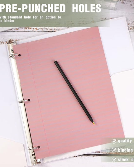 PerKoop 600 Sheets Colored Loose Leaf Paper 8.5" x 11" college ruled Lined 3 Hole Punched notebook Filler Paper for 3 Ring Binders Office School Supplies (Morandi Colors)