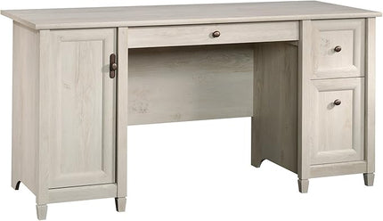 Sauder Edge Water Computer Desk with Storage Drawers, Home Office Desk, in Chalked Chestnut finish