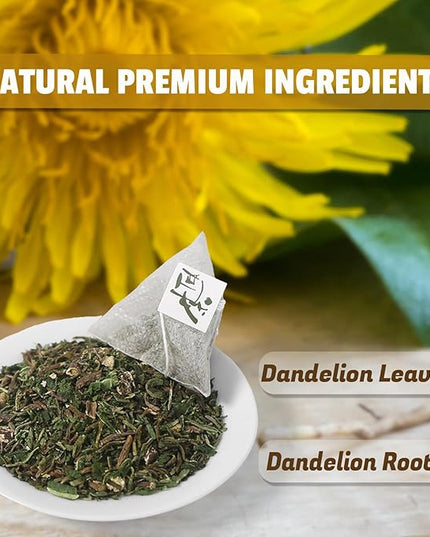 Jarteela - Dandelion Leaf & Root Tea Bags - 2g x 50 Count - Premium Dandelion Tea - Non-GMO - Caffeine-Free - Support Kidney Health & Enhance Immune System