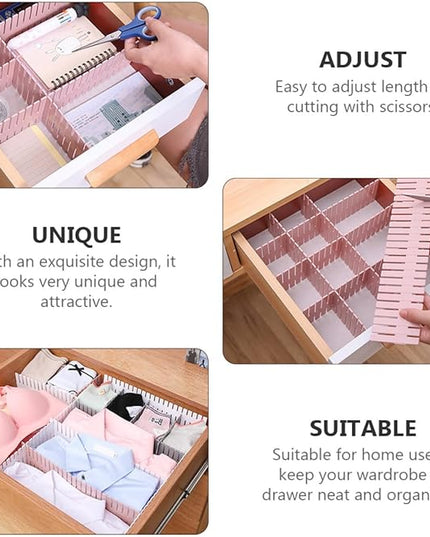 Plastic Drawer Dividers 16pcs Set 4 Sets Pink Long 37X7Cm Plastic Storage Organizer for Socks Underwear Closet Organization and Drawer Separation