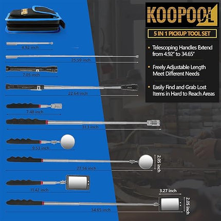 Telescoping Magnetic Pickup Tool Set, Inspection Mirror Telescoping, LED Flashlight, Cool Gadgets for Men, Stocking Stuffers, Gifts for Dad, Husband, Kids, Boyfriend, Magnet Stick