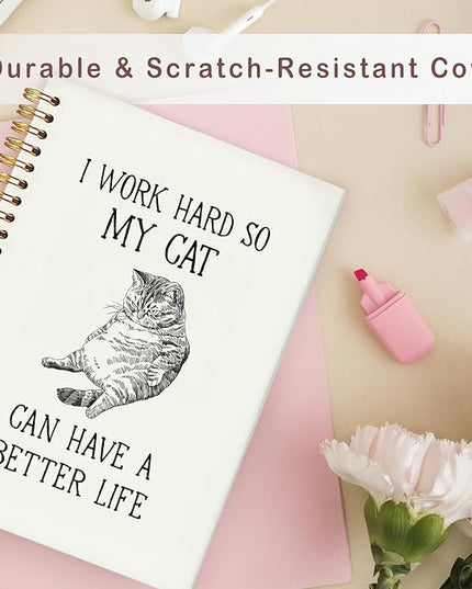 Lacama Cat Lover Gifts for Women Funny Gifts Cat Notebook Journal, Gifts for Cat Lovers, Funny Notebooks for Work, Office Humor Gifts, Office Supplies,I Work Hard So My Cat Can Have A Better Life A5