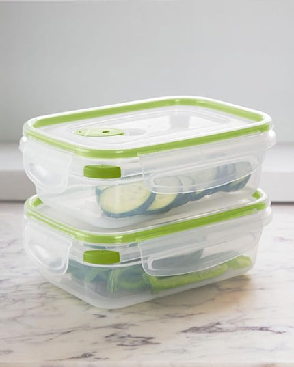 Sterilite Ultra-Seal 3.1 Cup Rectangle, Airtight Food Storage Container, Latching Lid, Microwave and Dishwasher Safe, Clear With Green Gasket, 24-Pack