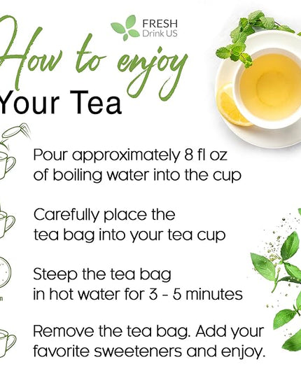 FreshDrinkUS, Lemon Balm Tea Bags | 75 Count |100% Pure Melissa officinalis – Naturally Calming Herbal Tea | Caffeine-Free, Premium Quality, Refreshing Flavor, Sustainably Sourced