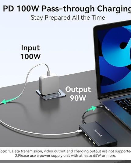 DGYBDFC USB C Laptop Docking Station 3 Monitors 100W PD 4K60Hz 12 in 1 Triple HDMI Docking Station Dual Monitor USB C Hub Multiple Adapter, 2xUSB-C 3.2, 2xUSB-A 3.0, SD Card Slot, 1000Mbps Ethernet