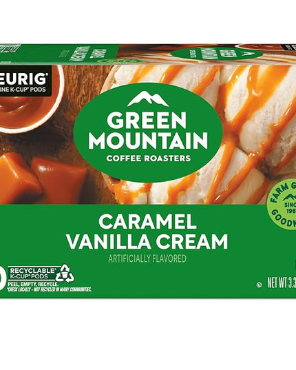 Green Mountain Coffee Roasters Caramel Vanilla Cream, Keurig Single Serve K-Cup Pods, Light Roast Coffee, 60 Count, (6 Packs of 10)