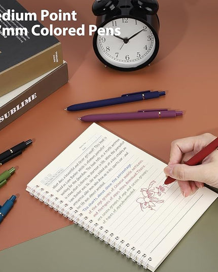 FIOVER Colored Pens, 12 Pack Colorful Gel Pens, Quick-Dry 0.7mm Medium Point for Journaling, Note Taking, Doodling, Aesthetic Office School Supplies, Gifts for Women Men(12PCS Vintage Colorful)
