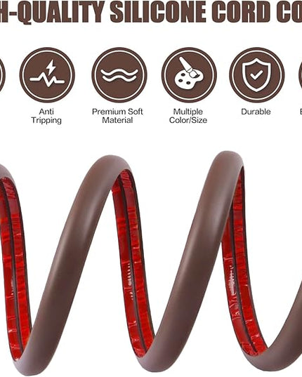 Floor Cord Cover Self Adhesive Cord Hider,3.3FT Cable Management, Extension Strip Protector for Wires, Prevent Cable Trips for Offices, Gyms, Exhibitions Cavity:0.39"(W) x 0.27"(H) Coffee