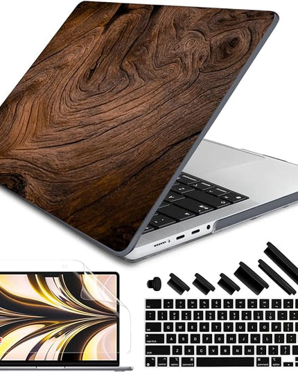 DONGKE Case for M5 MacBook Pro 14 inch 2025 2024-2021 M4 M3 M2 M1, Plastic Hard Shell Cover Compatible with A3434 A3112 A3401 A3185 A2992 A2779 A2442, Retina XDR Display & Touch ID, Wood Grain