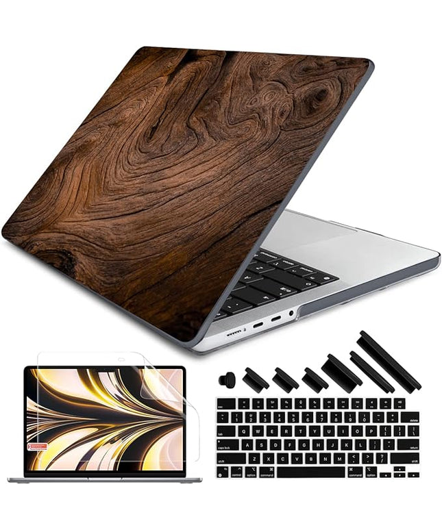 DONGKE Case for M5 MacBook Pro 14 inch 2025 2024-2021 M4 M3 M2 M1, Plastic Hard Shell Cover Compatible with A3434 A3112 A3401 A3185 A2992 A2779 A2442, Retina XDR Display & Touch ID, Wood Grain