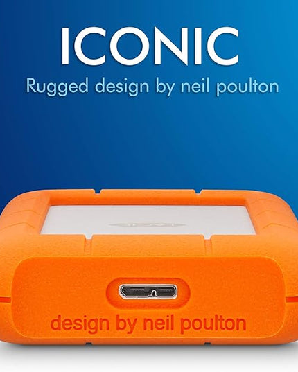 LaCie Rugged 5TB Portable External HDD - USB 3.0/2.0 Compatible, Shock/Dust/Rain Resistant for Mac & PC, Orange, Grey