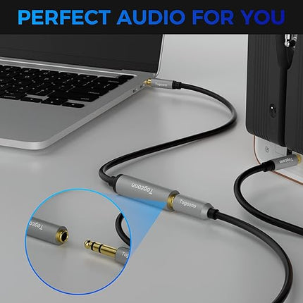 Togconn 3.5mm to 6.35mm Stereo Audio Cable Adapter 4 Feet, 3.5mm 1/8 Inch TRS Male to 6.35mm 1/4 Inch Female Stereo Audio Converter Connector for Phone, Laptop, Headphone, Amplifier, Guitar, Speaker