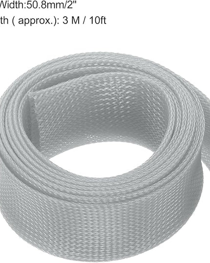 uxcell Expandable Sleeving, 2-inch 10ft Cable Sleeve, Gray